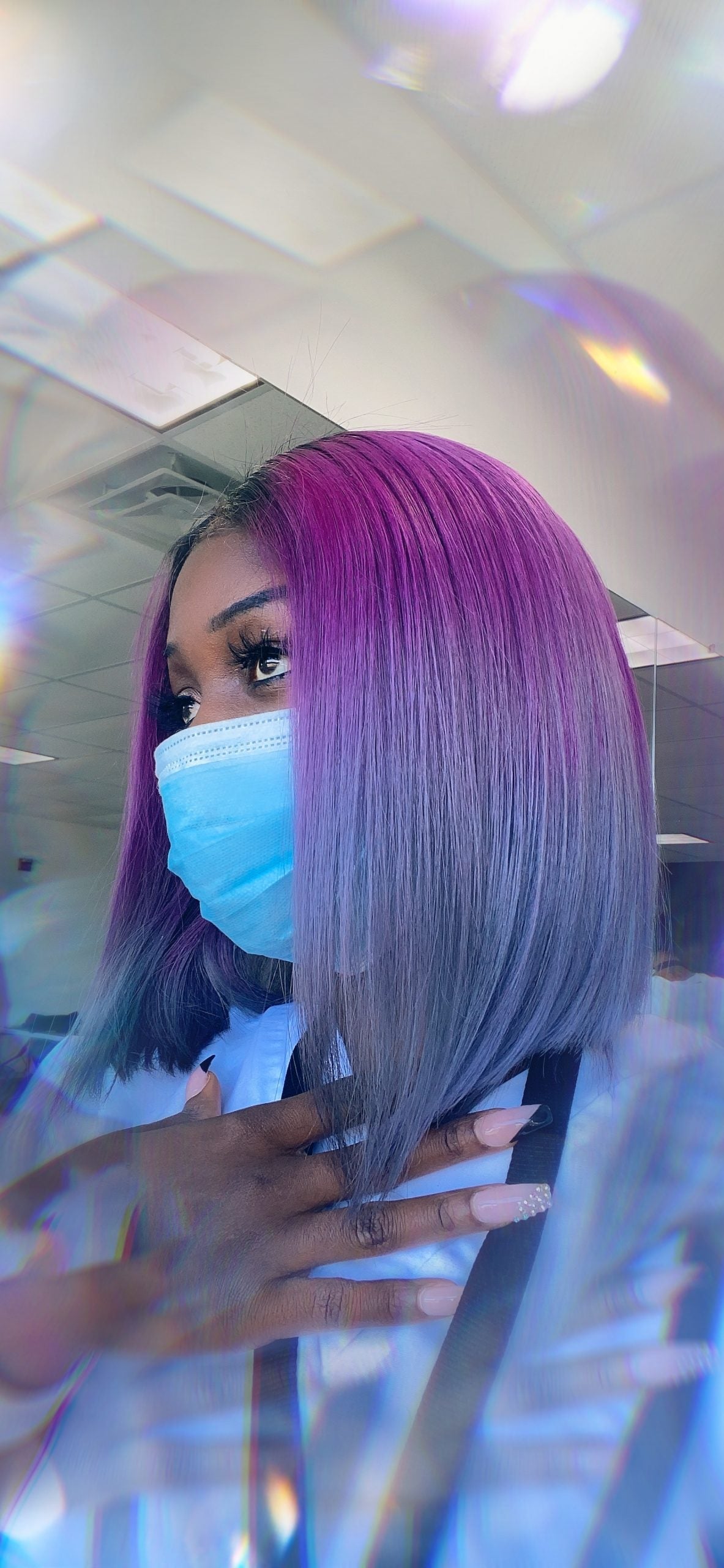 Bob Wig Silver/ purple