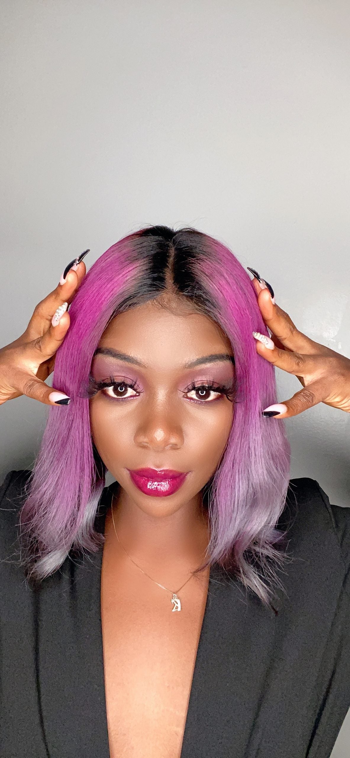 Bob Wig Silver/ purple